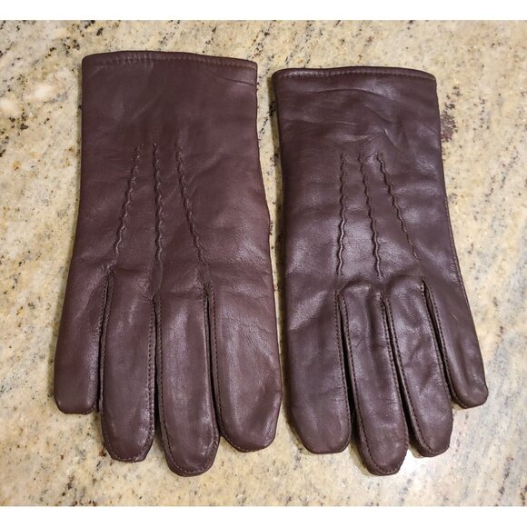 Vintage Men's Size XL Brown Leather Fleece Lined 10" Gloves Stitching Accent